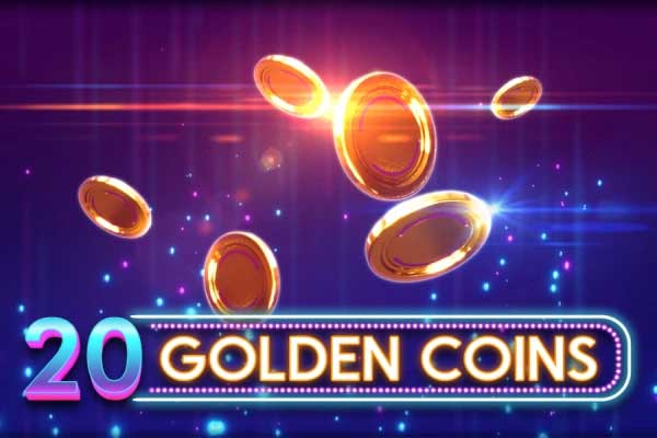 Imagem de 20 moedas douradas brilhando intensamente no jogo 20 Golden Coins.