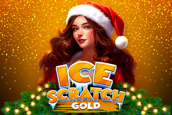 Imagem de gelo brilhante e moedas de ouro reluzentes no jogo Ice Scratch Gold.