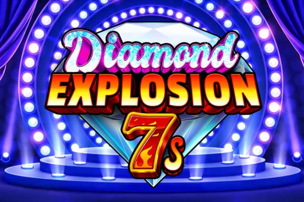 Imagem de explosões brilhantes de diamantes e setes da sorte no jogo Diamond Explosion 7.